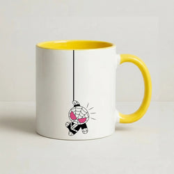 Black Hanging Spider Hero  Coffee Yellow Mug