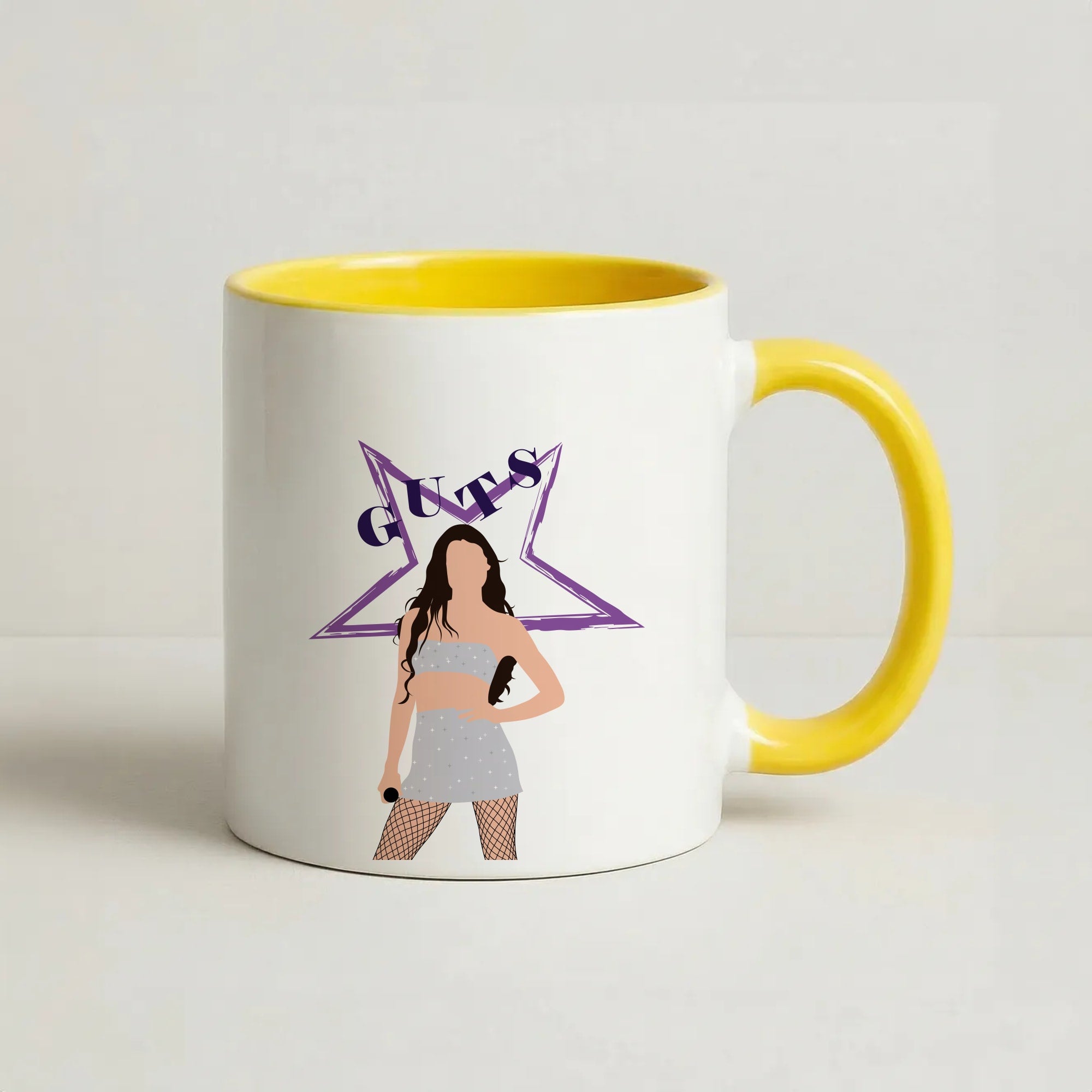 Dark Purple Olivia Coffee Yellow Mug