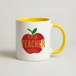 Apple Best Teacher Ever Coffee Yellow Mug