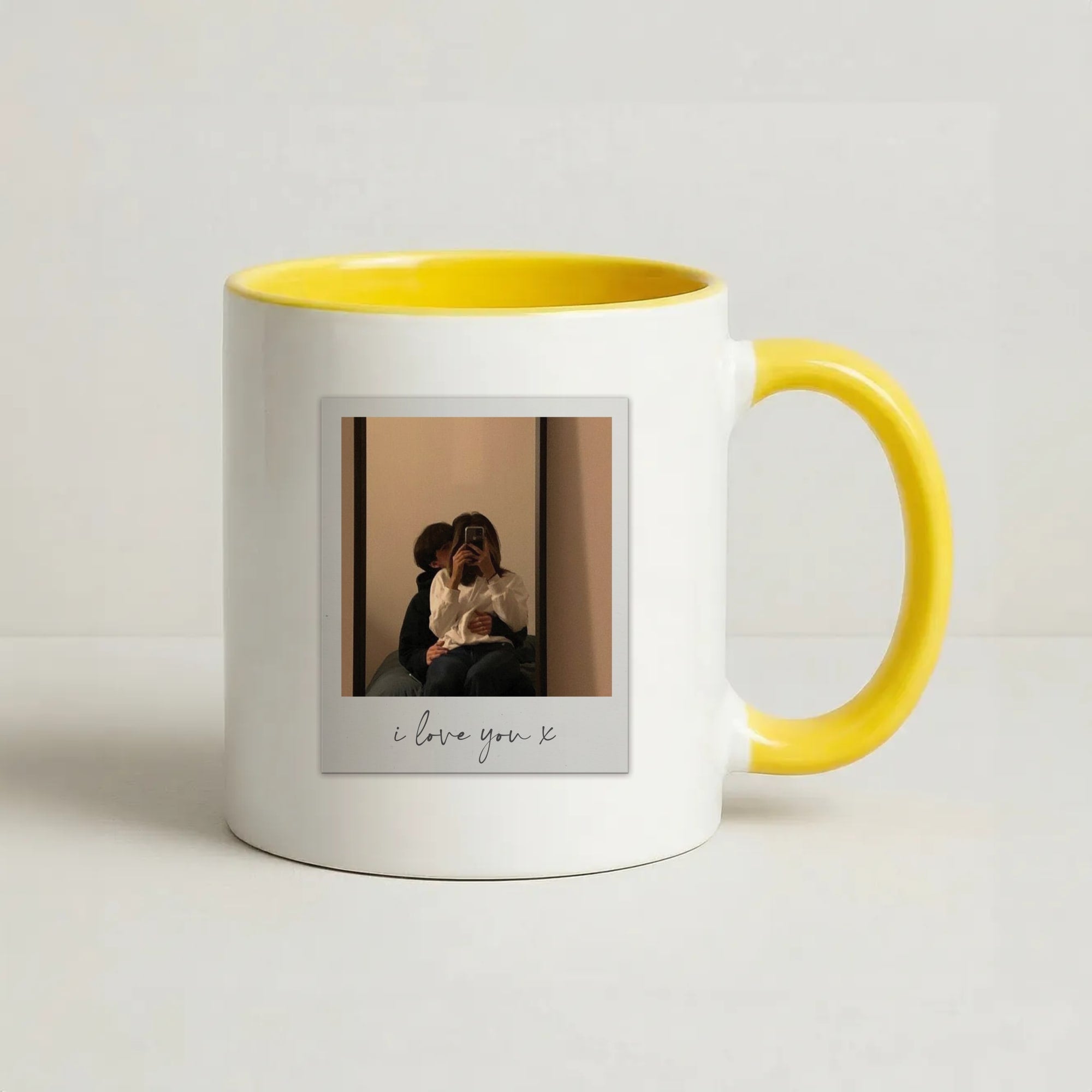 I Love You Polaroid - Personalised Couples Coffee Yellow Mug
