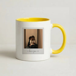 I Love You Polaroid - Personalised Couples Coffee Yellow Mug