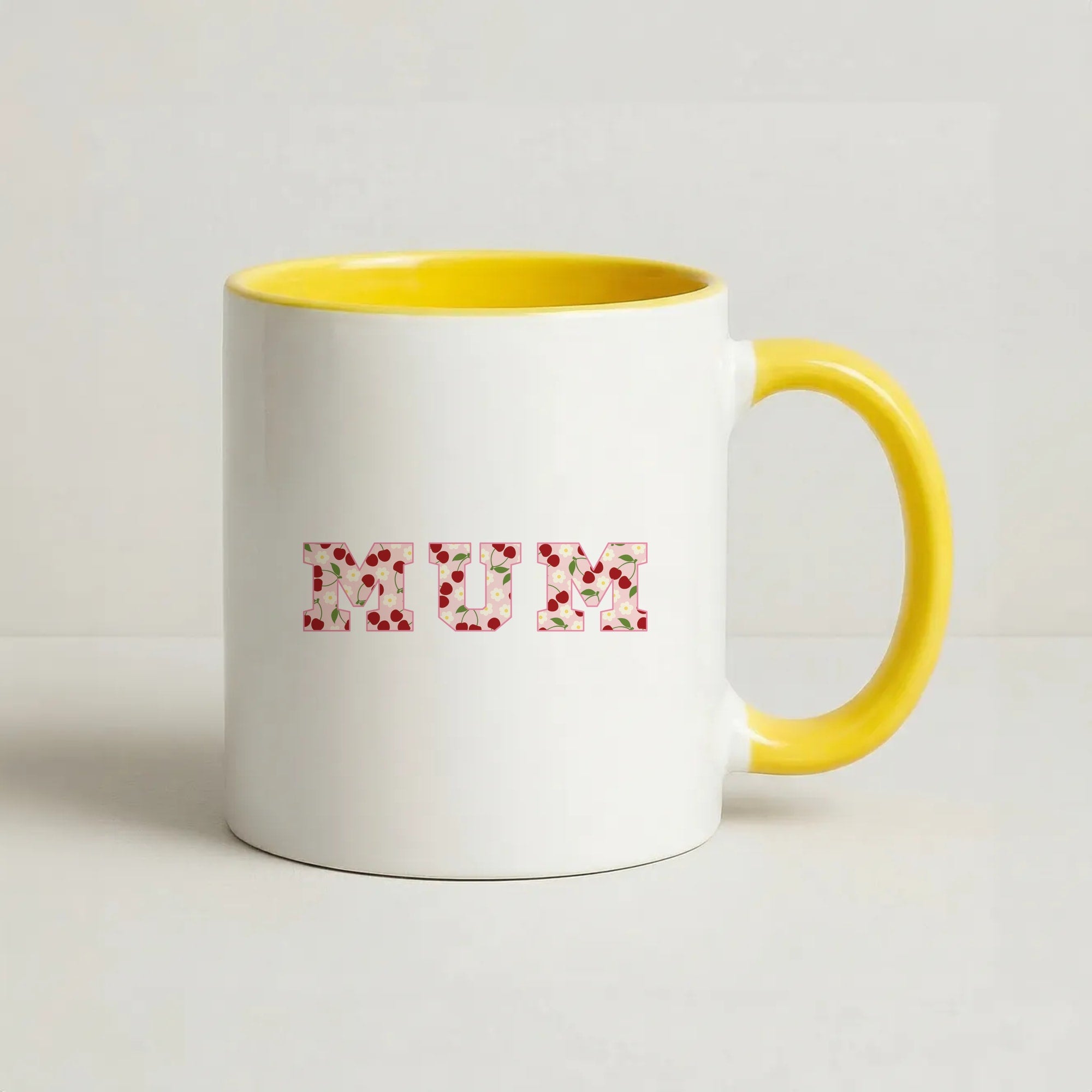 Floral Varsity Mum Coffee Yellow Mug
