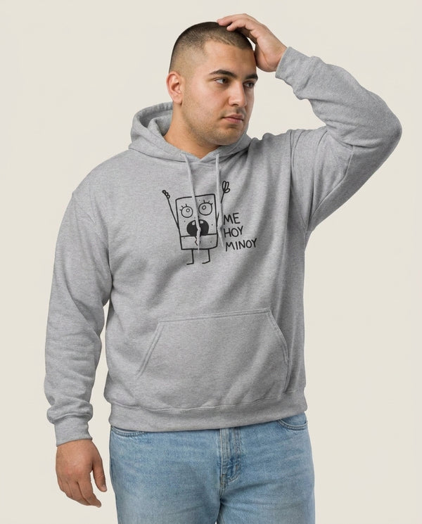 Doodlebob Me Hoy Minoy Hoodie — Grey Front, worn
