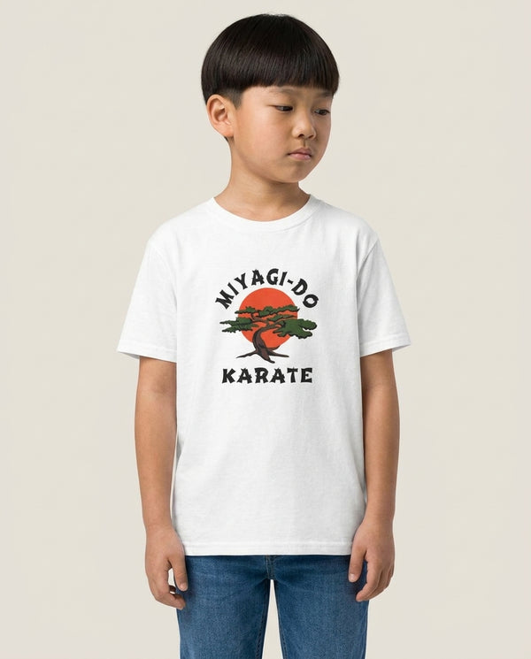 Miyagi-do Karate - C Kai Kids T-Shirt — White Front, worn