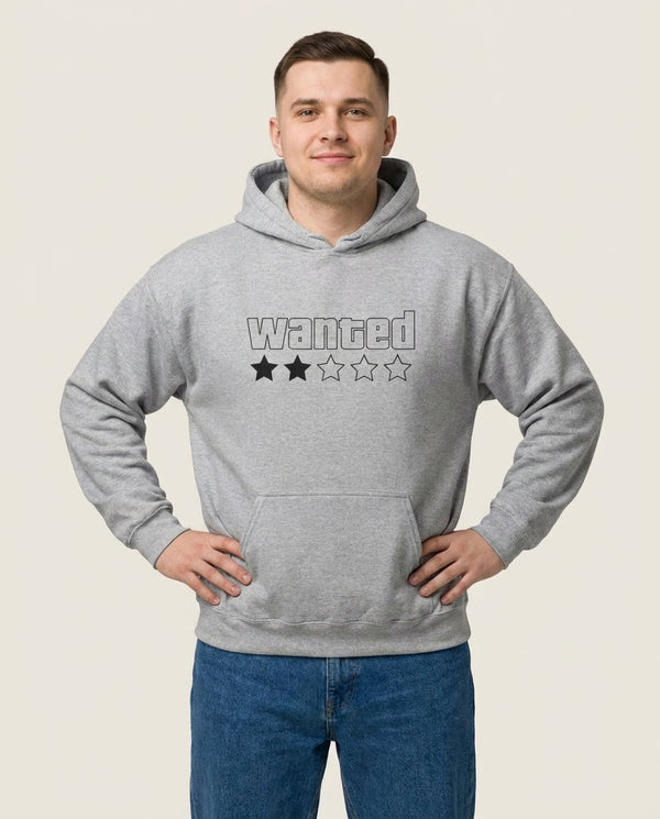 Wanted - Video Game Hoodie — Grey Front, worn