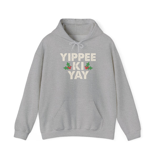 Yippee Ki Yay Hoodie Grey Front