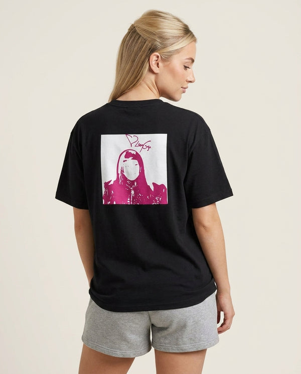 Pink Gaga Silhouette  T-Shirt — Black Back, worn