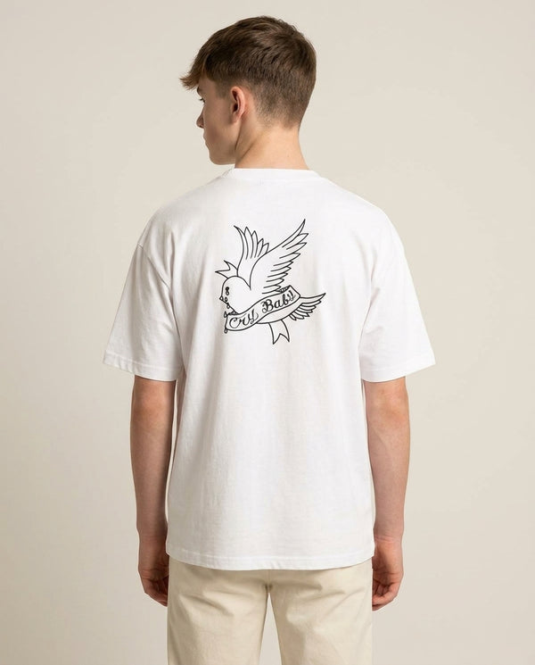 Cry Baby Bird - Peep T-Shirt — White Back, worn