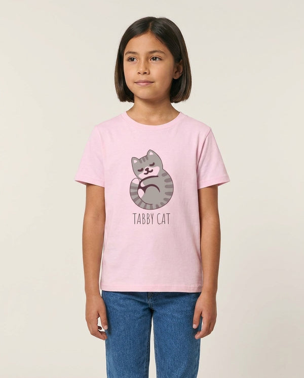 Tabby Cat - Cats Kids T-Shirt — Pink Front, worn