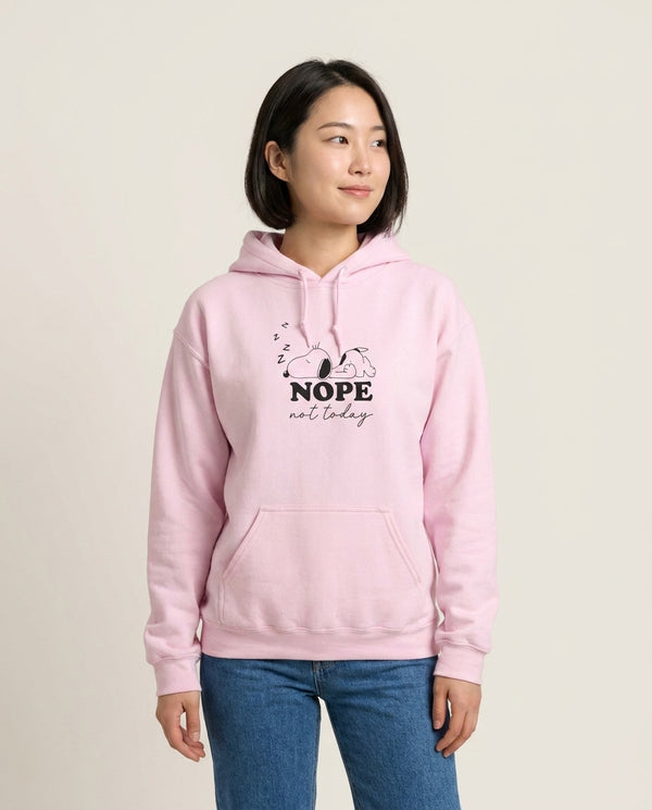 Nope, Not Today Hoodie — Pink Front, worn