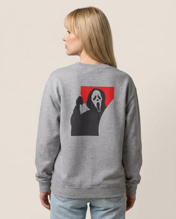 Ghostface 7 Sweatshirt — Grey Back, worn