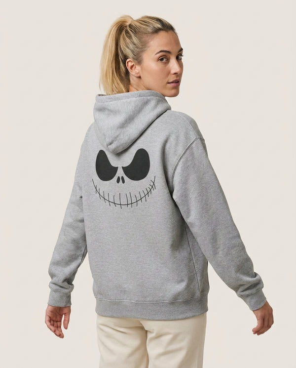 Jack Face - TNBC Hoodie — Grey Back, worn