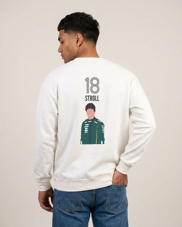 Stroll 2026 Sweatshirt — White Back, worn