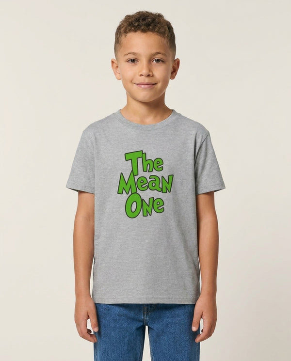 The Mean One Kids T-Shirt Grey Front, worn