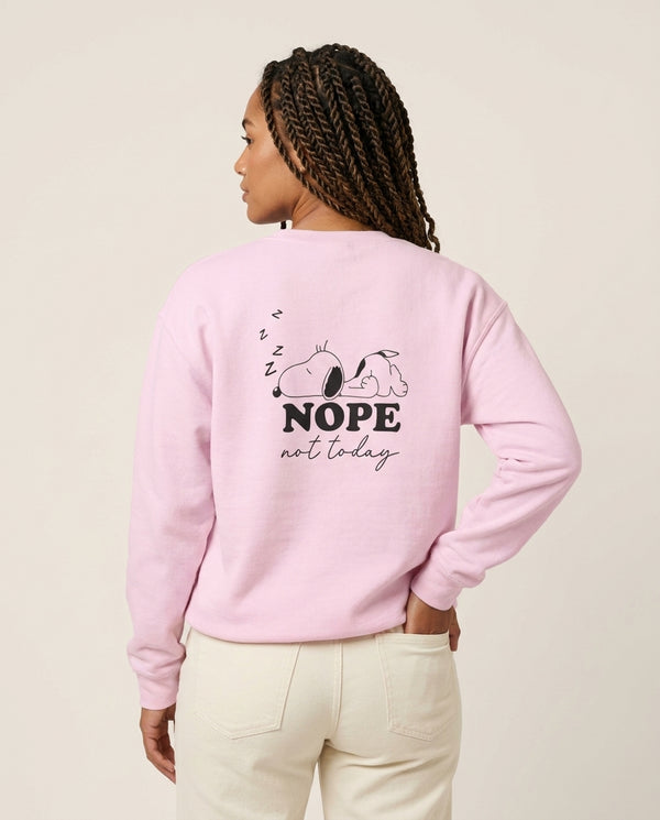 Nope, Not Today Sweatshirt — Pink Back, worn