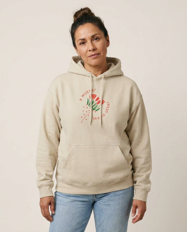 A Mother Like No Other Hoodie — Sand Front, worn