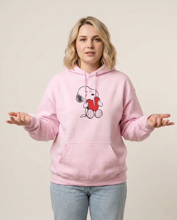 Snoopy - Valentine's Day Hoodie — Pink Front, worn