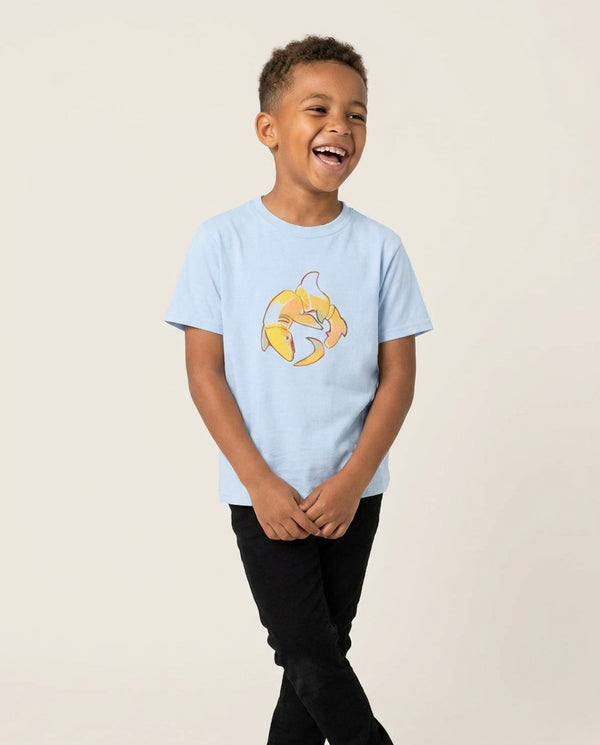 Lemon Shark Kids T-Shirt Blue Front, worn
