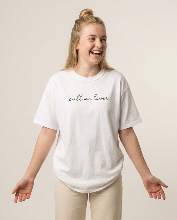 Call Me Lover - Sam Fender T-Shirt — White Front, worn