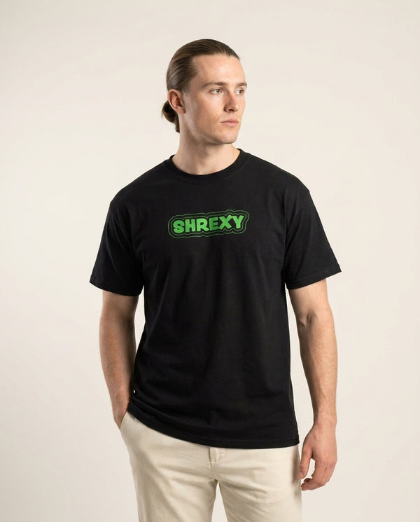 Shrexy T-Shirt — Black Front, worn