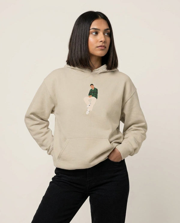 Green LoyleHoodie — Sand Front, worn