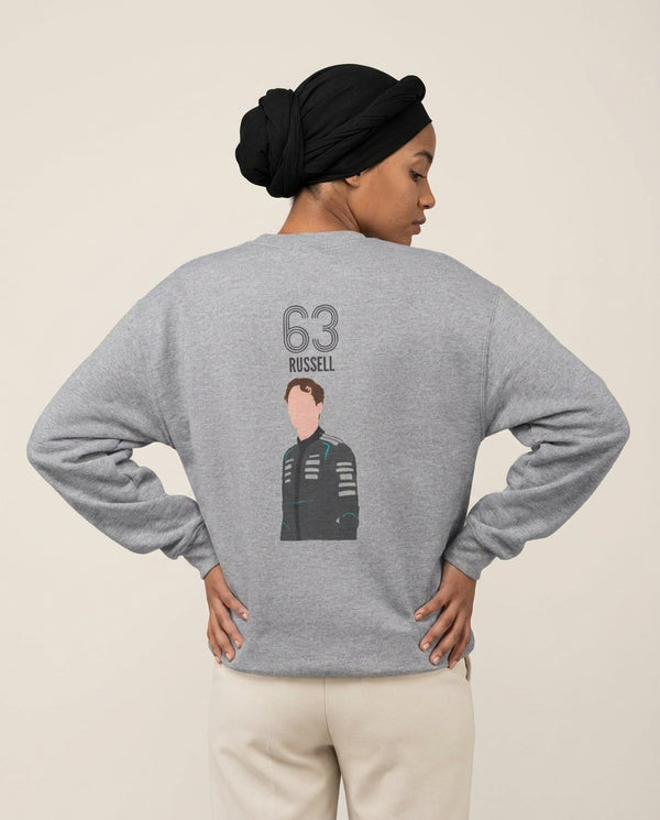 Russell 2026 Sweatshirt — Grey Back, worn