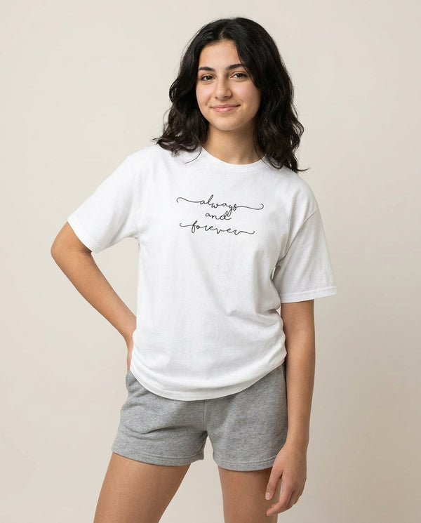 Always & Forever - VD T-Shirt — White Front, worn