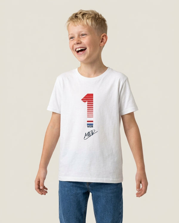 Verstappen - F1 Kids T-Shirt — White Front, worn