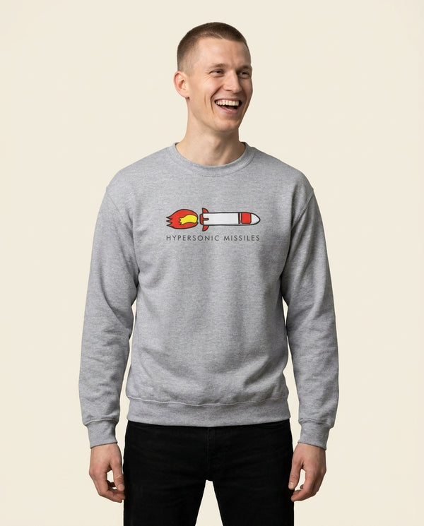 Hypersonic Missiles - Fender Sweatshirt — Grey Front, worn