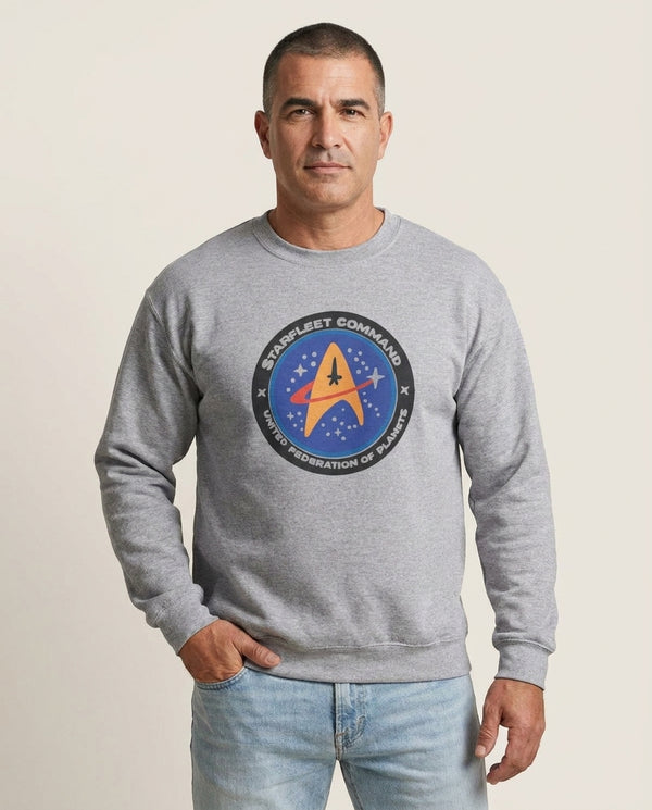 Starfleet command Sweatshirt — Grey Front, worn