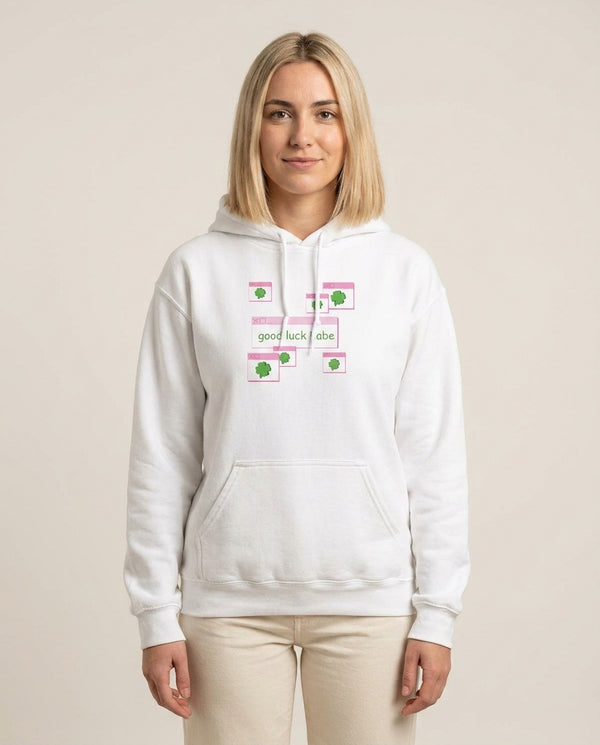 Good Luck Babe - Chappell Hoodie — White Front, worn