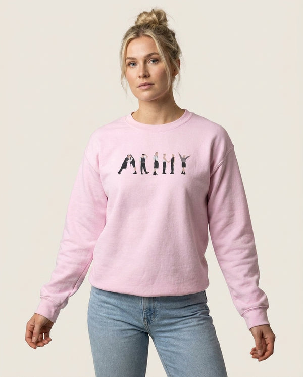 K-Pop Band Army Members Sweatshirt — Pink Front, worn