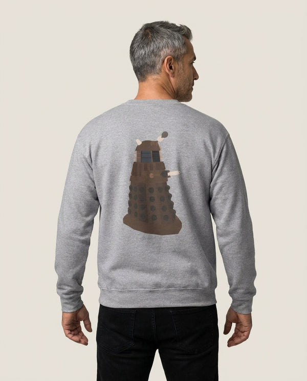 Dalek Sweatshirt — Grey Back, worn