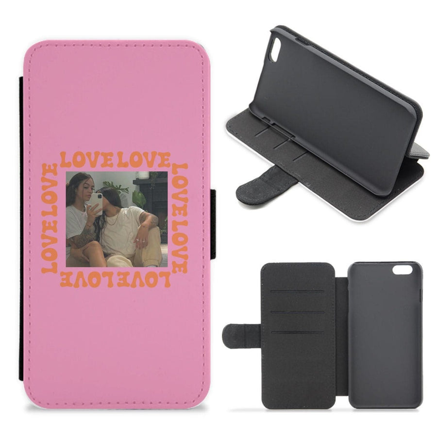 Love, Love, Love - Personalised Couples Flip / Wallet Phone Case