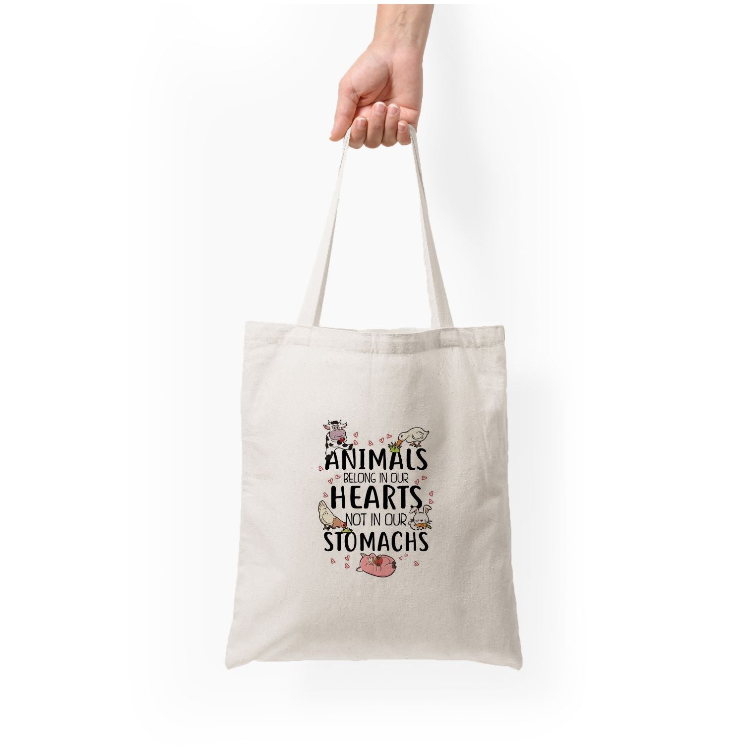 Animals Belong In Our Hearts - Vegan Tote Bag