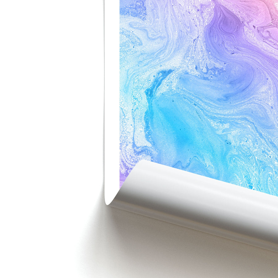 Blue and Peach Marble Poster