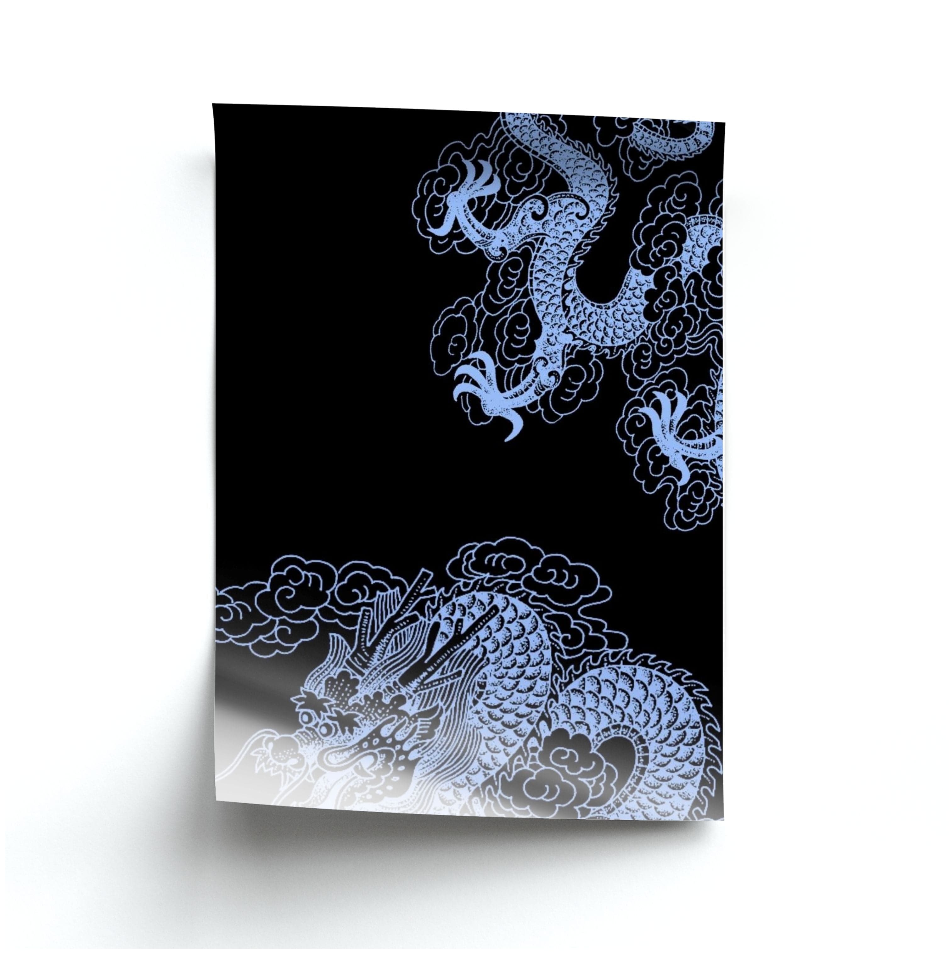 Dark Blue Dragon Poster