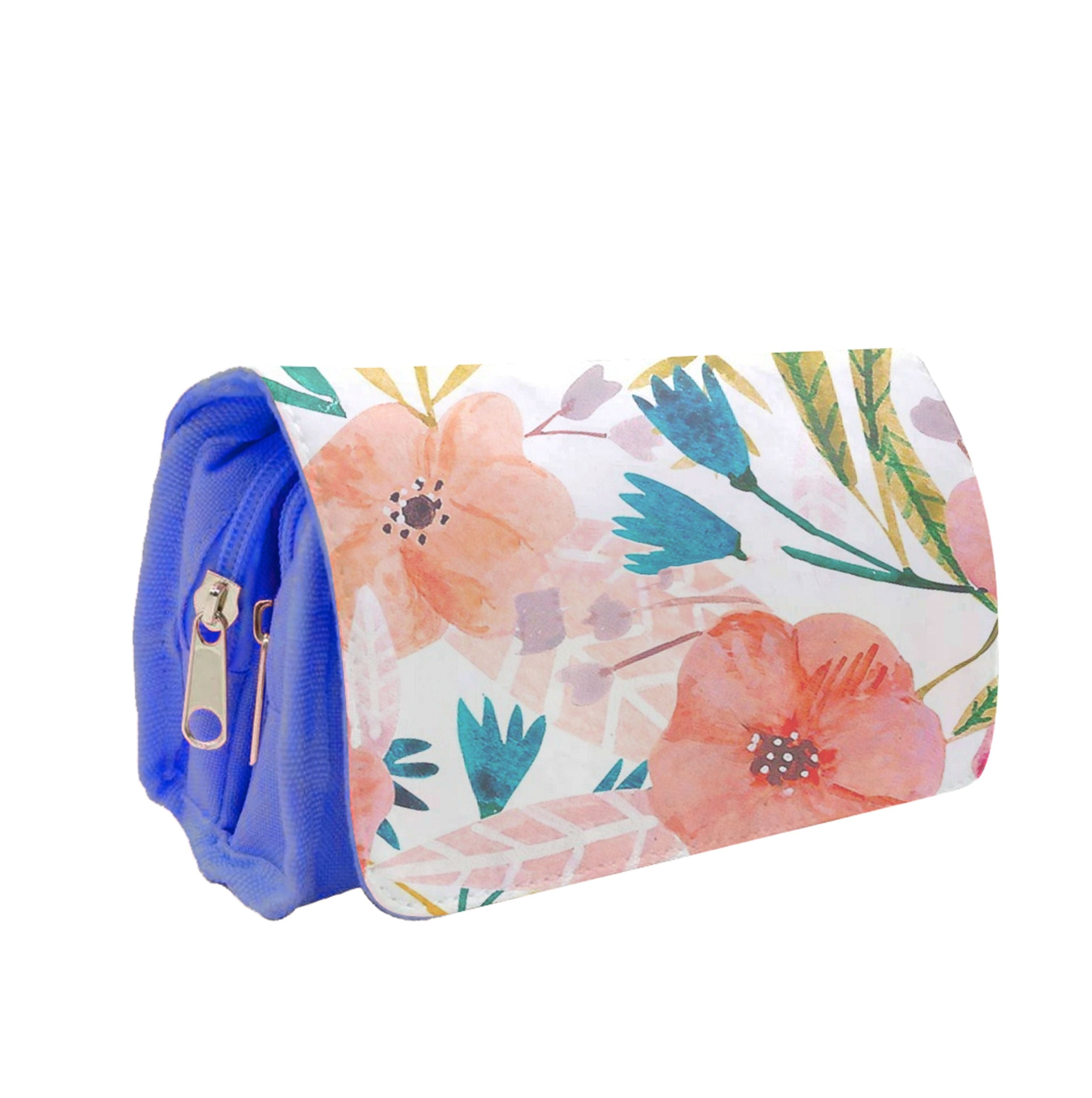 Peach Watercolour Floral Pattern Pencil Case