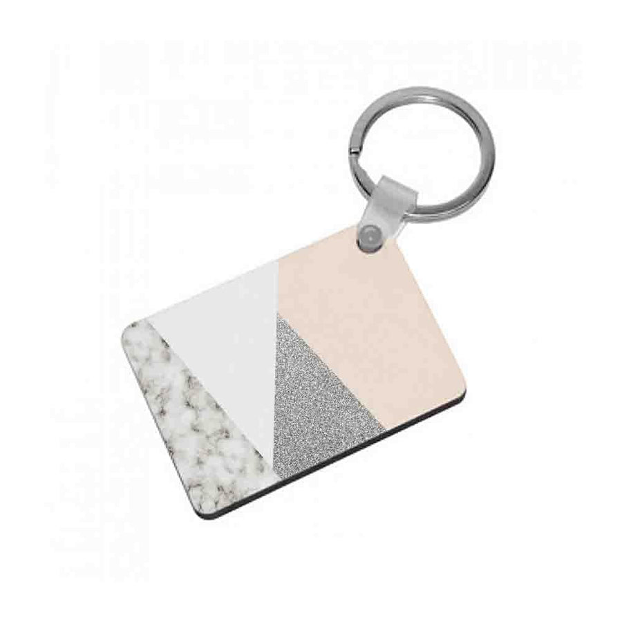 Abstract Marble and Silver Pattern Keyring - Fun Cases