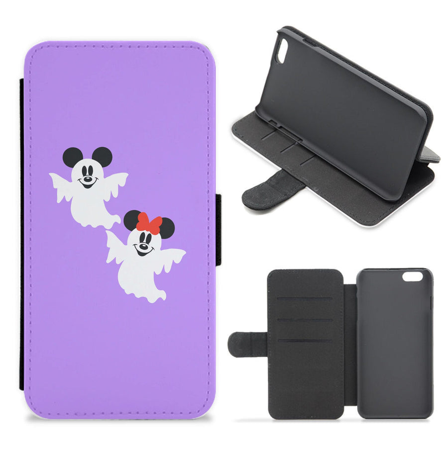 Mickey And Minnie Mouse Ghost - Disney Halloween Flip / Wallet Phone Case