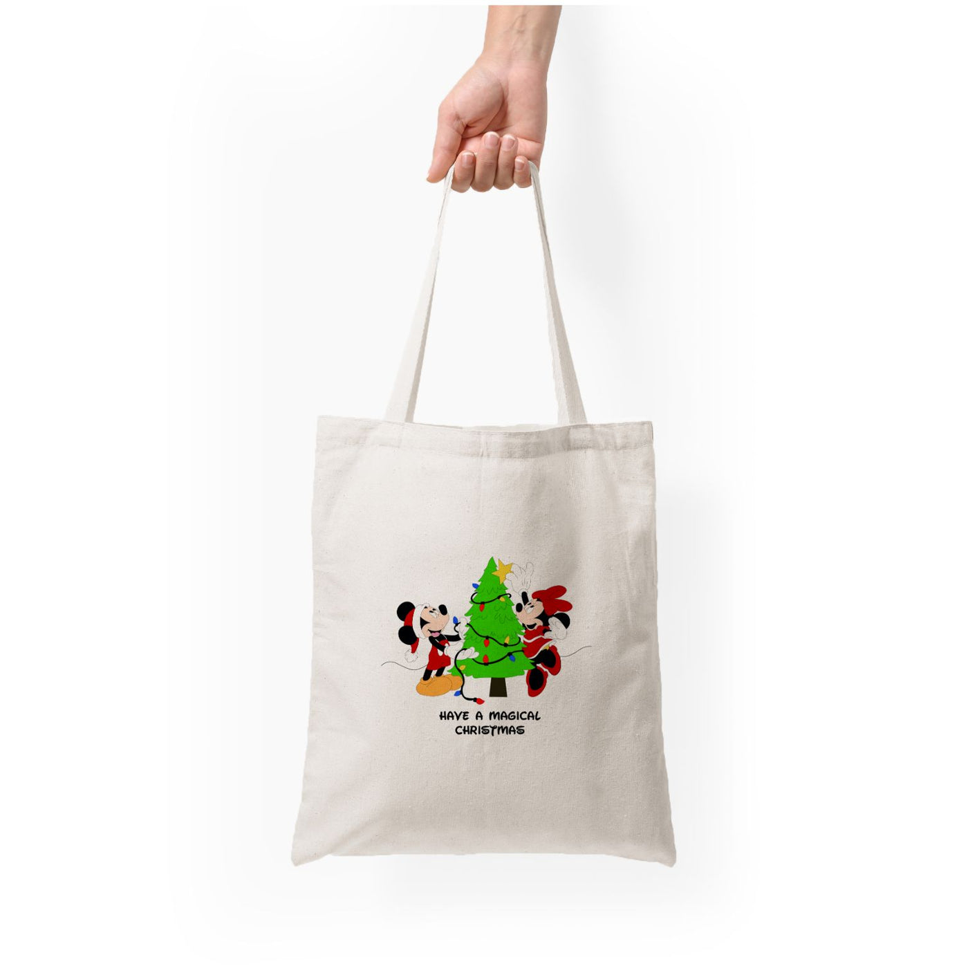 Festive Mickey And Minnie Mouse - Christmas  Tote Bag