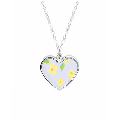 Yellow And Green Pattern - Floral Necklace