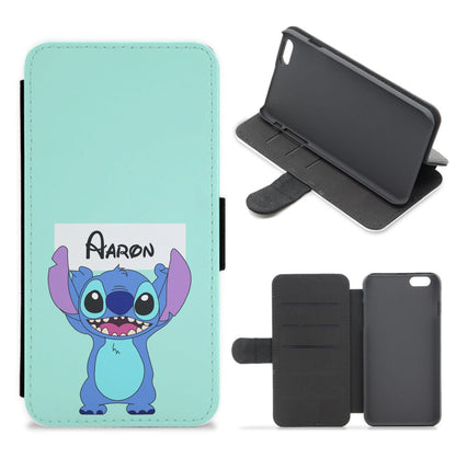 Standing Blue Alien - Personalised Disney Flip / Wallet Phone Case