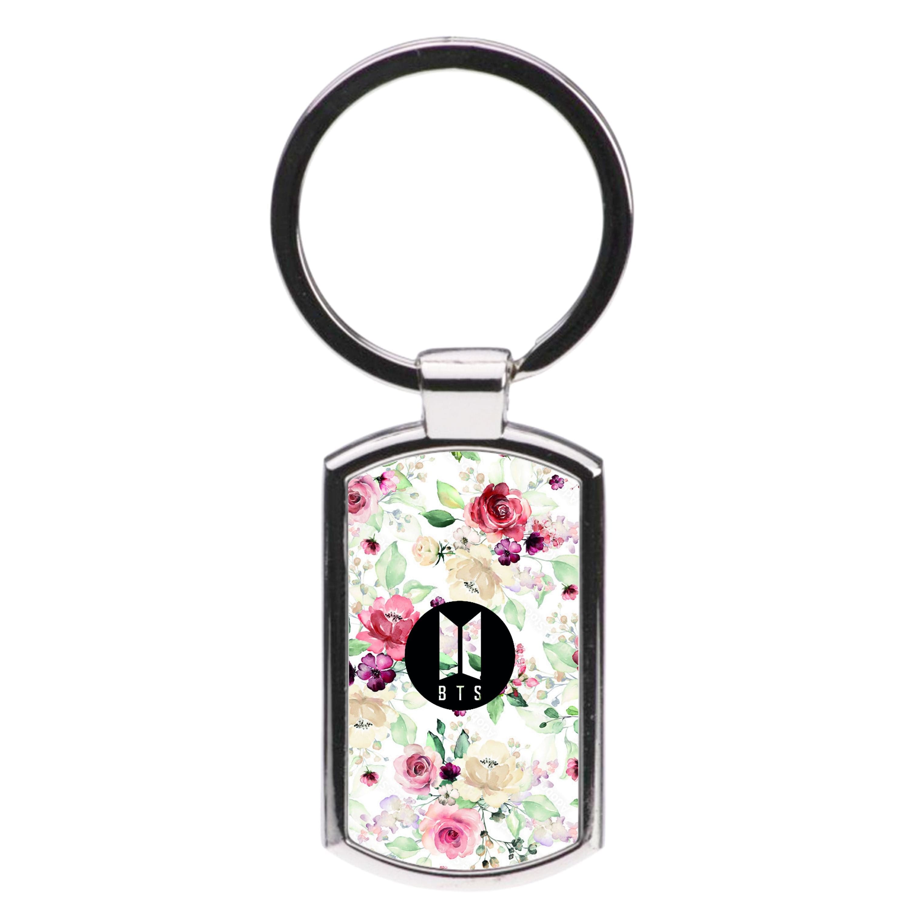 BTS Logo And Flowers - K Pop Luxury Keyring