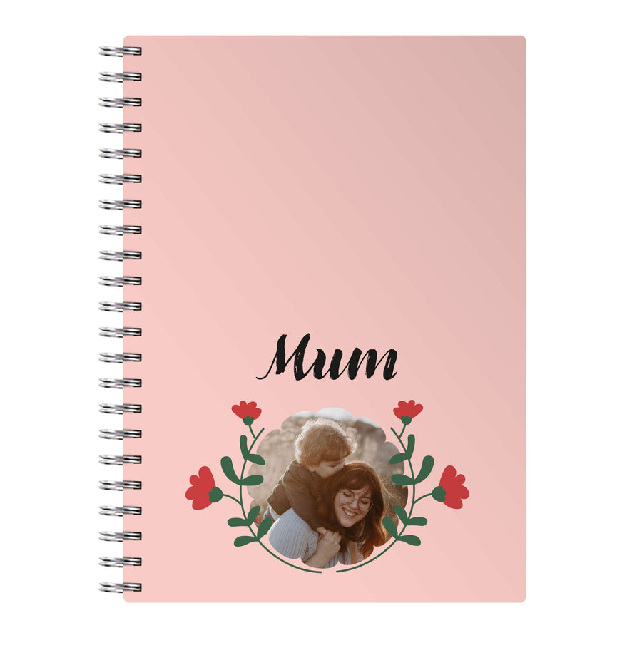 Mum Red Flowers - Personalised Mother's Day Notebook