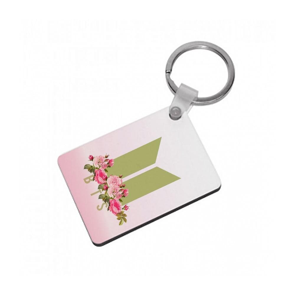 Pink Ombre BTS Logo Keyring - Fun Cases