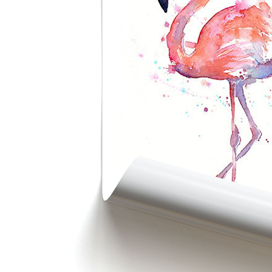 Watercolour Flamingo Painting Poster