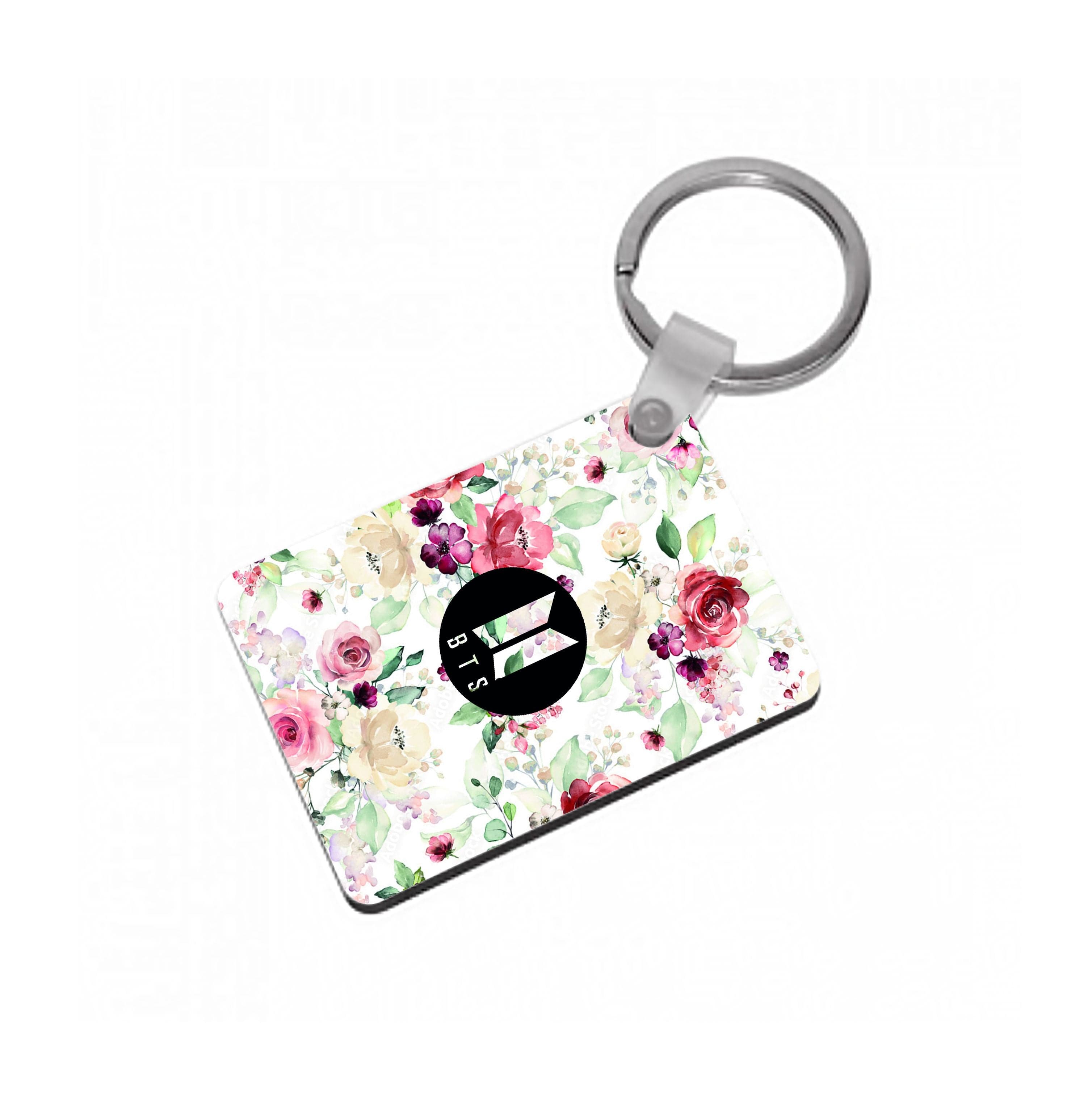 BTS Logo And Flowers - K Pop Keyring