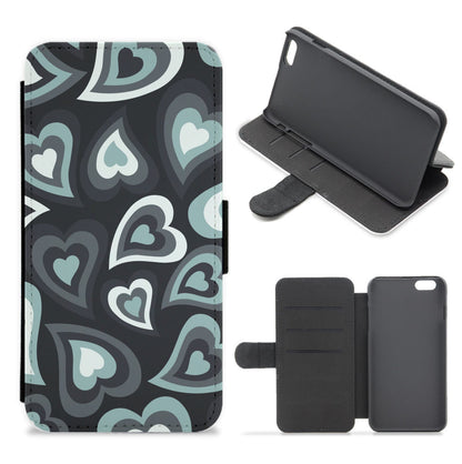 Black Hearts - Trippy Patterns Flip / Wallet Phone Case