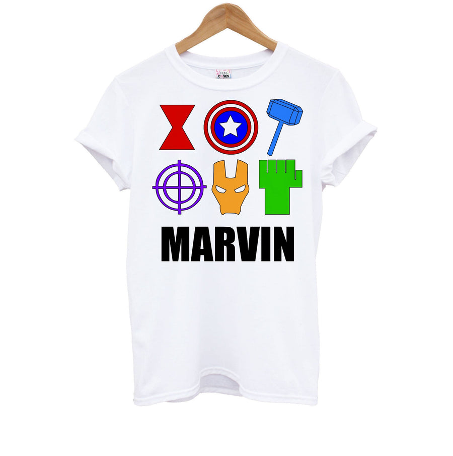 Icon Pattern - Personalised Marvel Kids T-Shirt